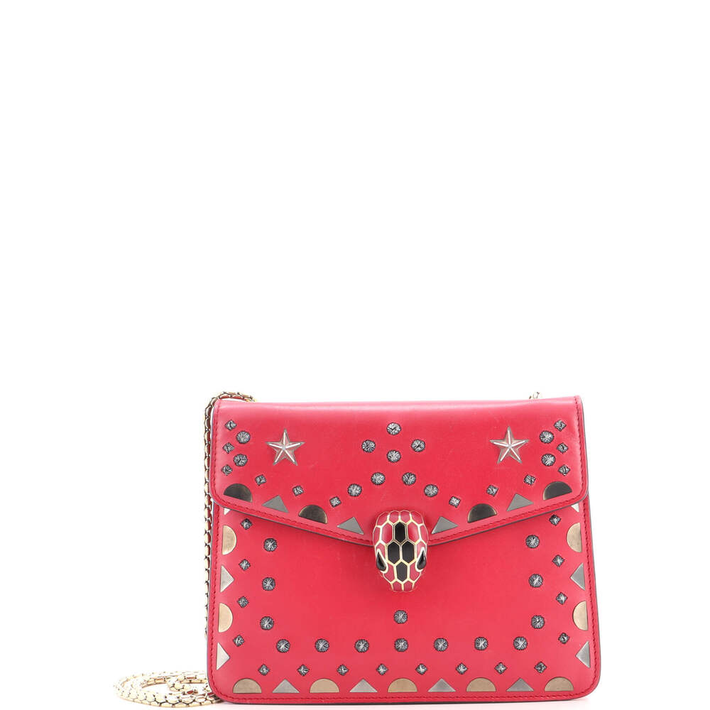 Bvlgari Small Serpenti Forever Square Shoulder Bag Laser Cut Leather